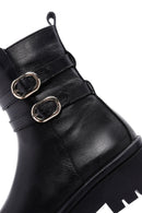 Women's Black Double Buckle Zippered Casual Leather Boots | Derimod