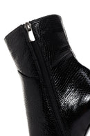 Women's Black Patent Leather Thin Heeled Boots | Derimod