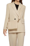 Geox Women's Beige Clarissy Accessory Detailed Leather Crossbody Bag | Derimod