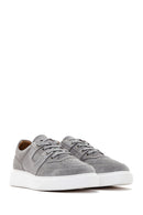 Men's Gray Thick Sole Lace Up Suede Leather Sneaker | Derimod