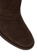 Woman Mink Buckled Suede Boots | Derimod