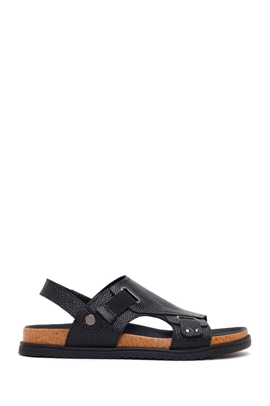 Male Black Leather Sandals 26SFD6262FT | Derimod