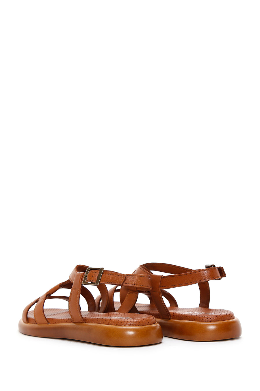 Women's Tan Ankle Strap Leather Sandals