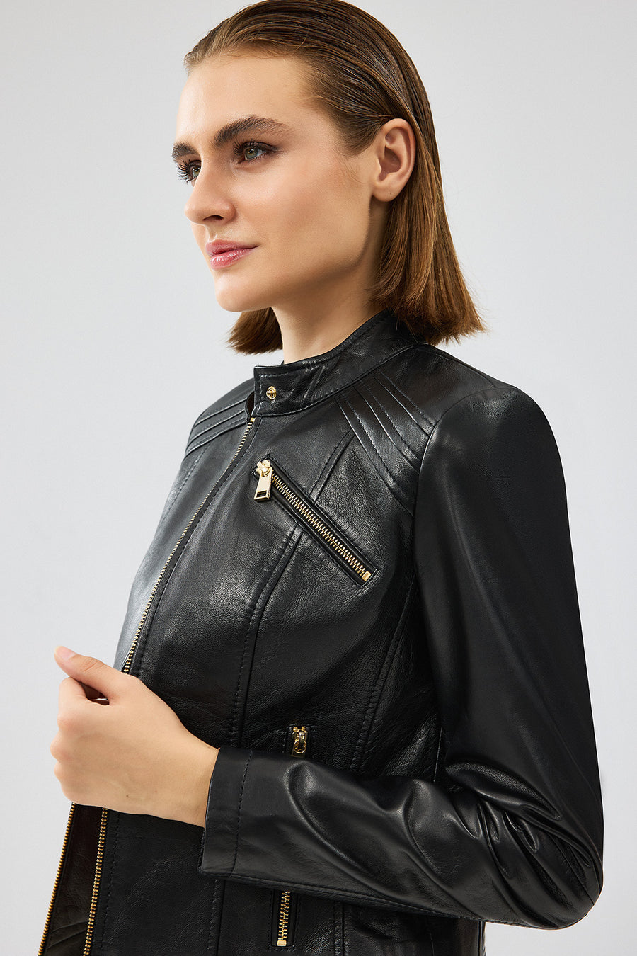 Heidi Women's Black Short Leather Jacket