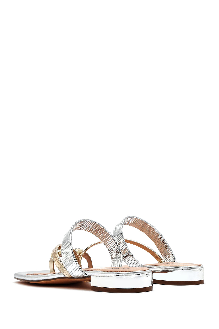 Woman Gray Stone-Embellished Metallic Slipper