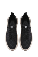 Erkek Siyah Bağcıklı Kalın Tabanlı Desenli Kumaş Sneaker | Derimod