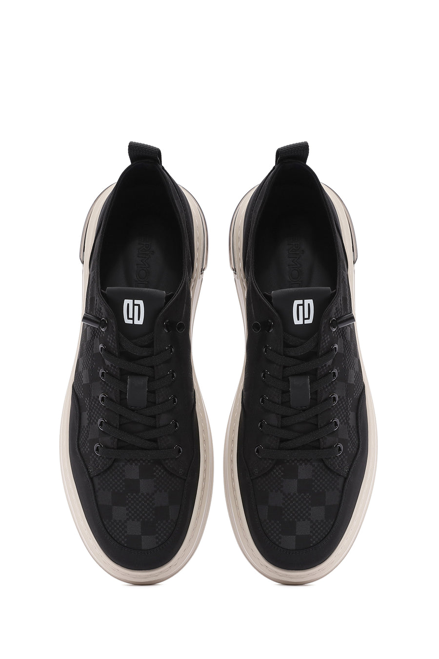Male Black Lace-Up Patterned Fabric Sneaker