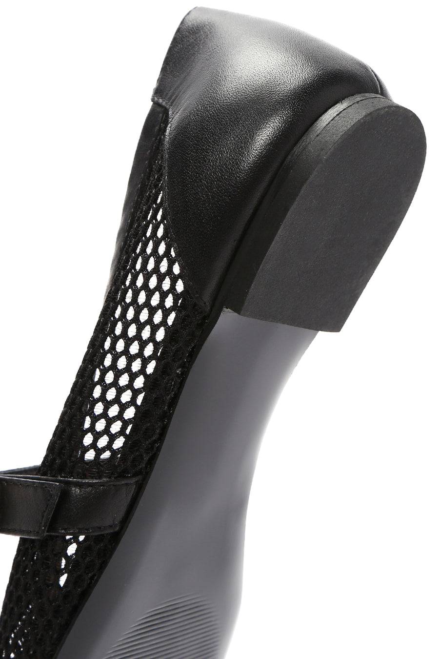 Women's Black Mesh Strappy Ballerinas