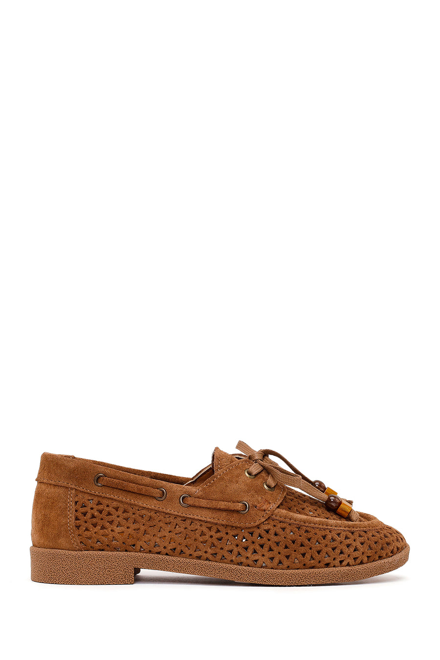 Woman Tan Tasselled Suede Leather Loafer 26PFD510610 | Derimod