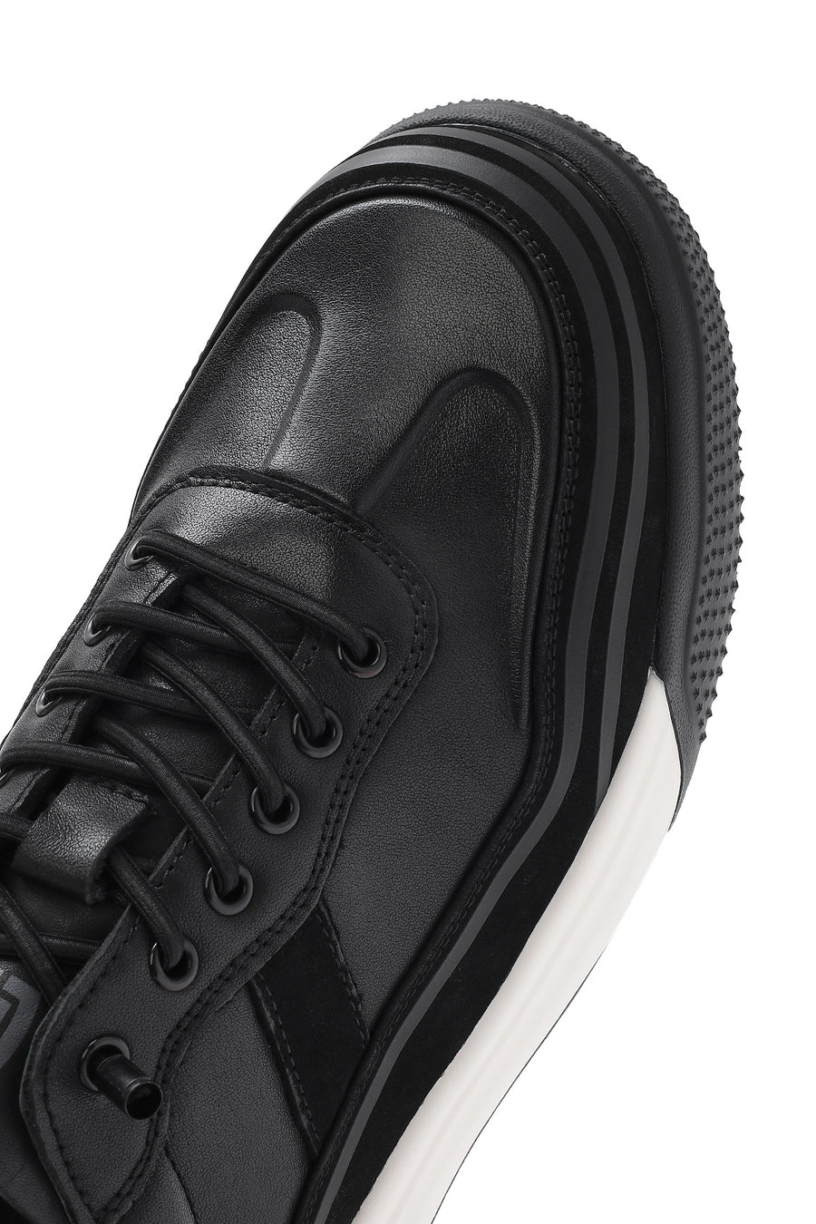 Male Black Lace-Up Leather Sneaker
