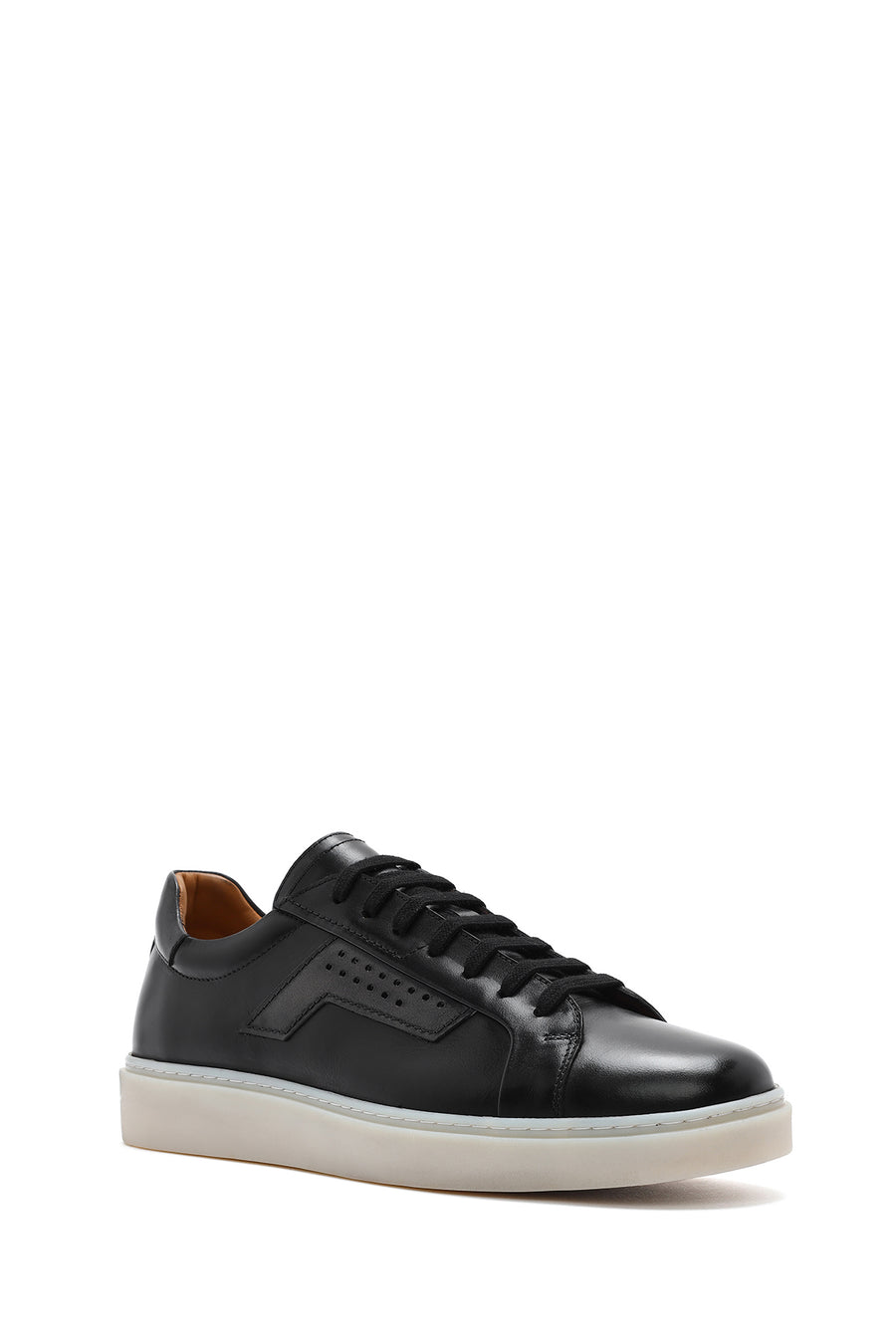 Men's Black Lace-up Leather Sneaker
