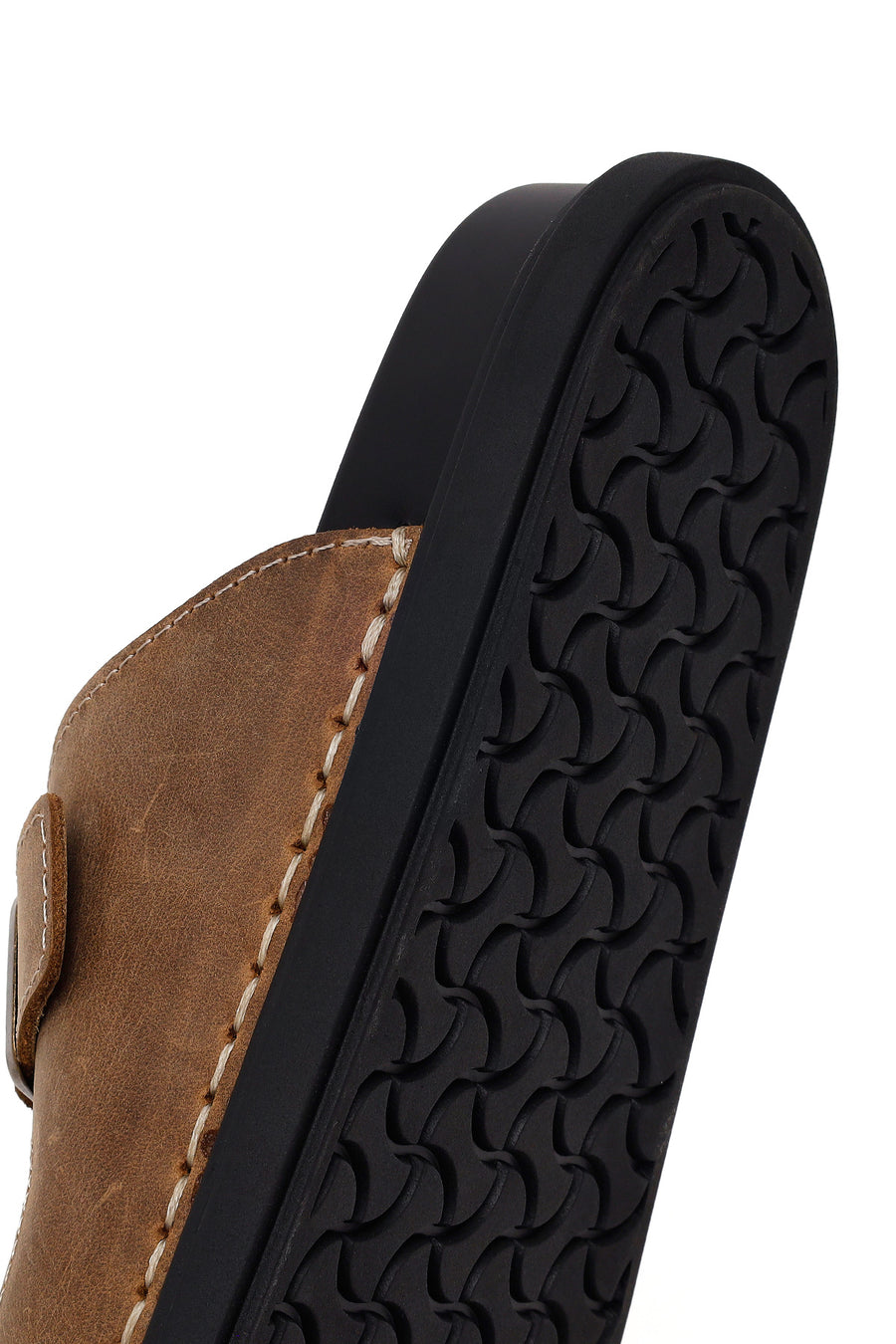 Male Beige Double-Buckle Nubuck Leather Slipper