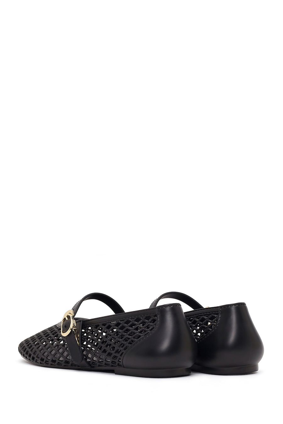 Women's Black Buckled Jelly Ballerinas