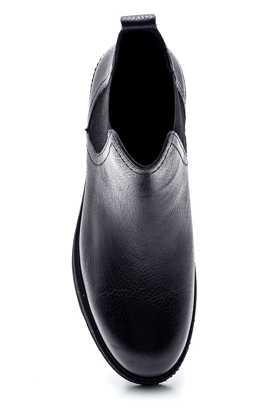 Men's Black Leather Chelsea Flat Boots