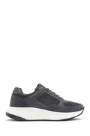 Derimod Zero Men's Grey Thick-Soled Lace-Up Fabric Sneakers | Derimod