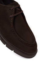 Male Brown Lace-Up Thick-Soled Nubuck Leather Casual Shoes | Derimod