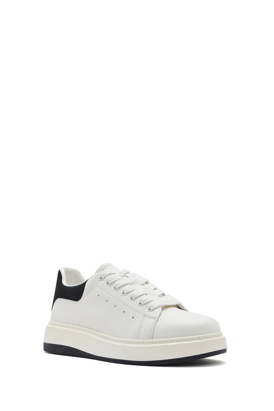 Erkek Beyaz Bağcıklı Deri Sneaker