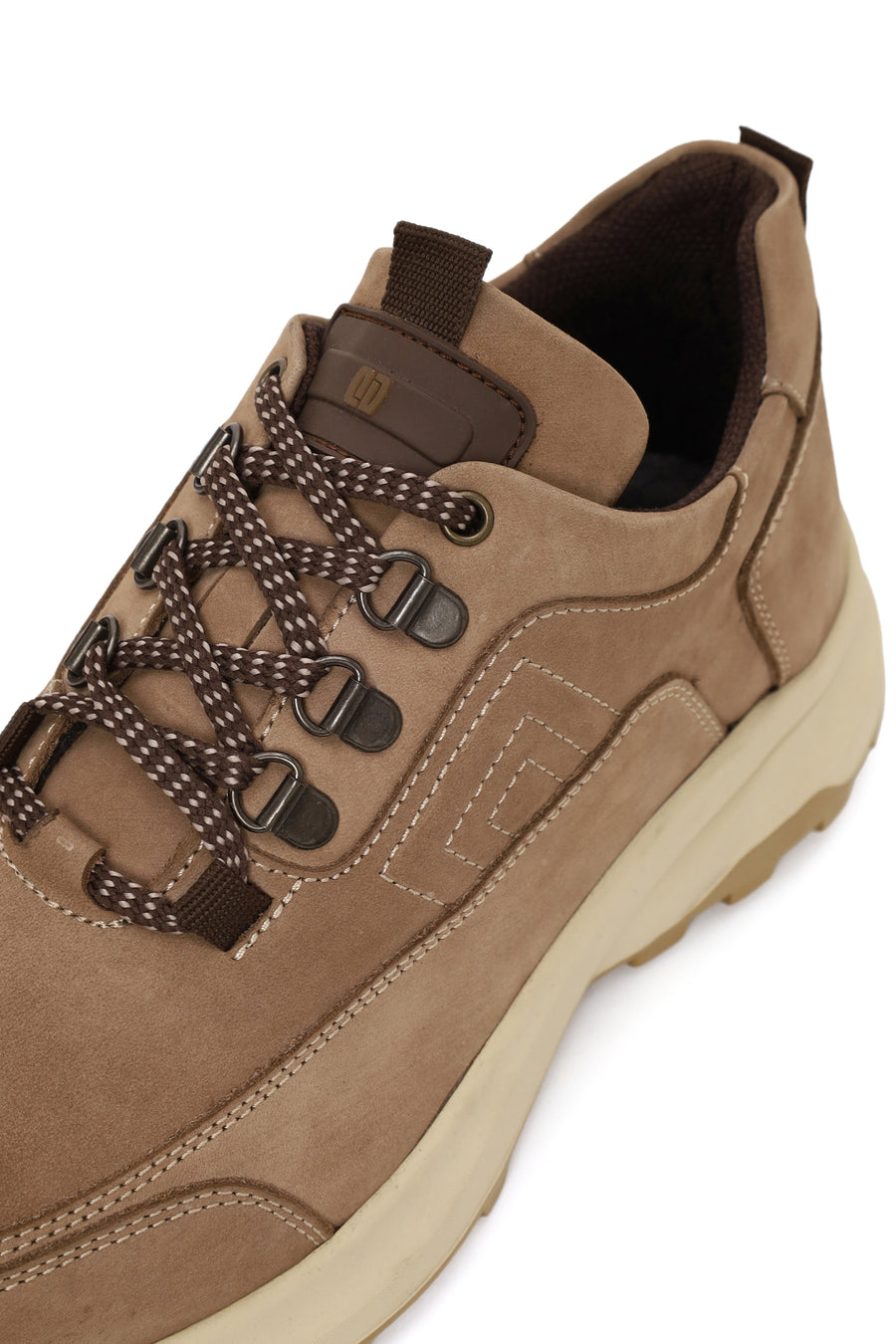 Erkek Vizon Bağcıklı Kalın Tabanlı Nubuk Deri Casual Sneaker