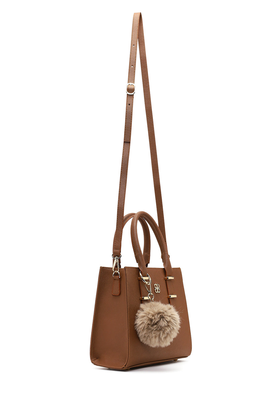 Women's Beige Long Strapped Accessorized Handbag