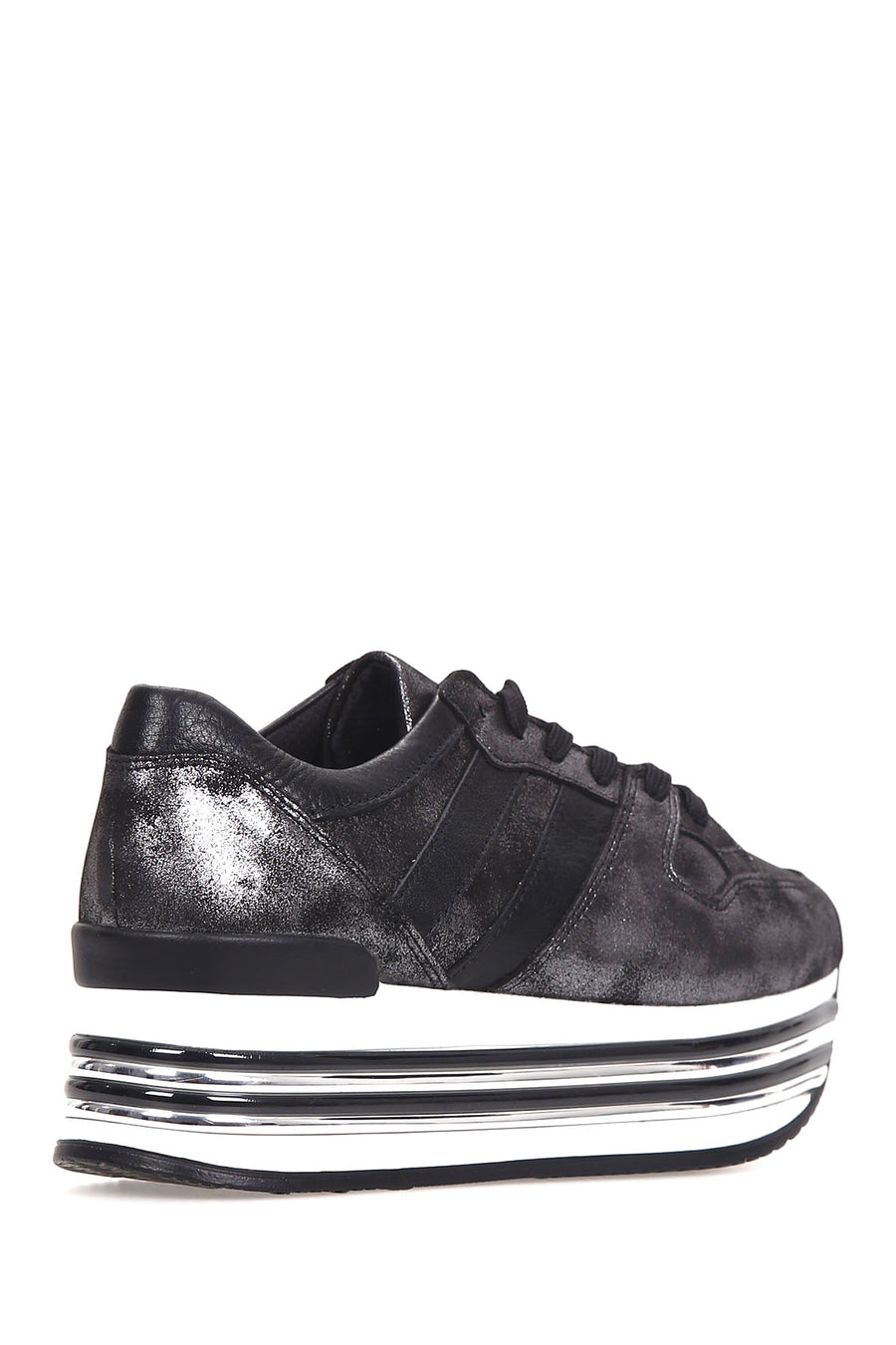 Women's High-Sole Silver Sneaker