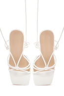 Women's White Tie-Heeled Sandals | Derimod