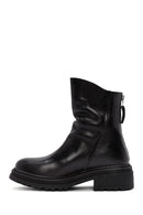 Women's Black Back Zipper Leather Boots | Derimod