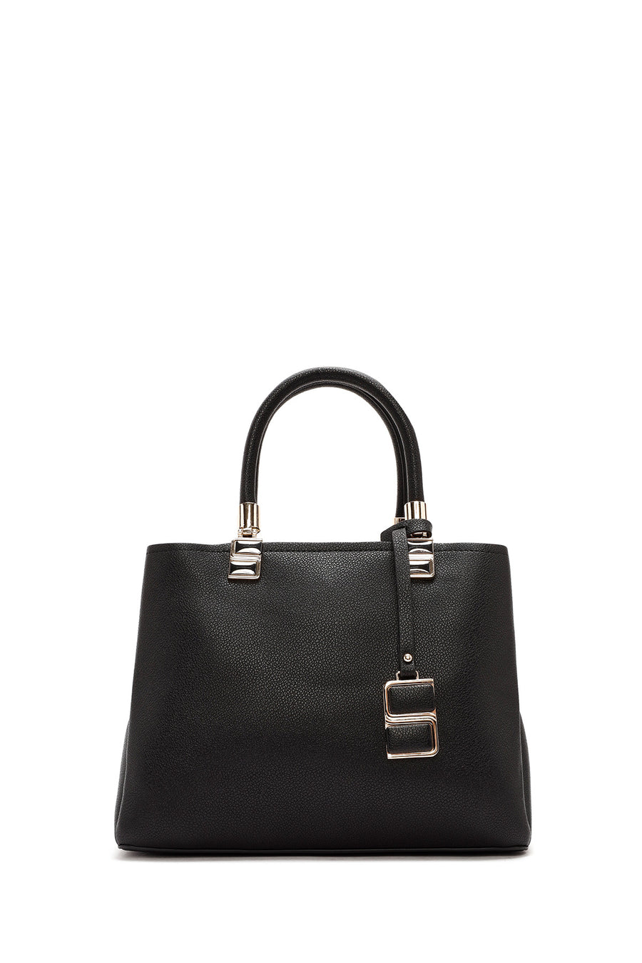 Women's Black Long Strap Handbag with Accessory Detail