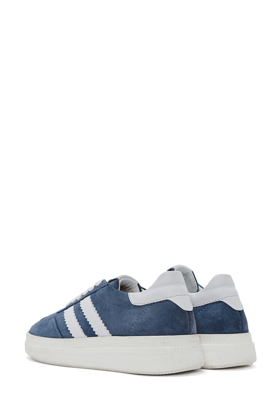 Kadın Mavi Bağcıklı Kalın Tabanlı Süet Deri Sneaker
