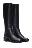 Women's Black Leather Zippered Heeled Boots | Derimod