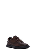 Erkek Kahverengi Bağcıklı Deri Casual Sneaker | Derimod