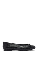 Woman Black Patterned Leather Babet | Derimod