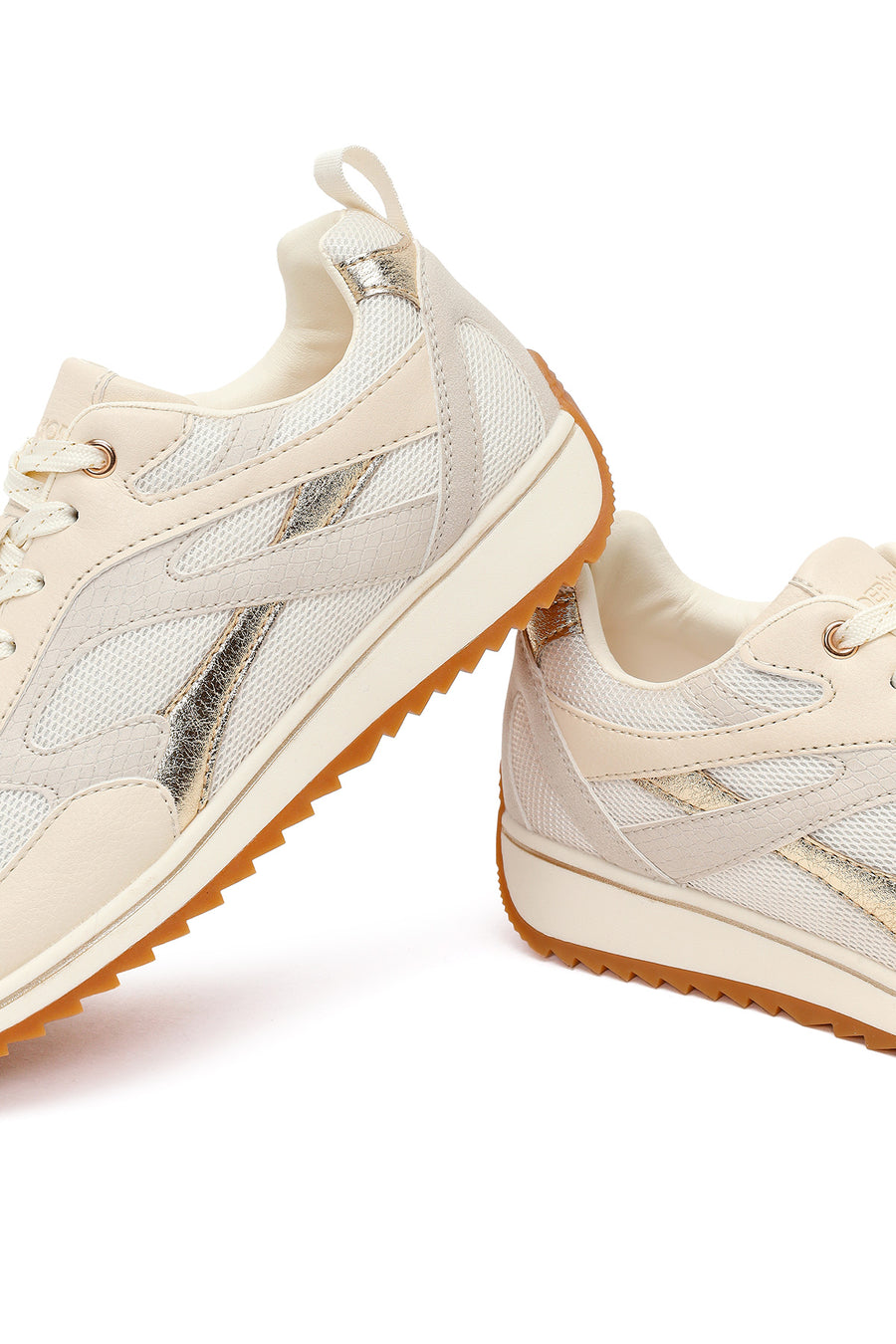Women's Beige Lace-Up Sneakers