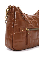 Women's Tan Long Strap Patent Leather Crossbody Bag | Derimod