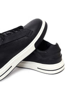 Erkek Siyah Bağcıklı Kalın Tabanlı Deri Sneaker | Derimod