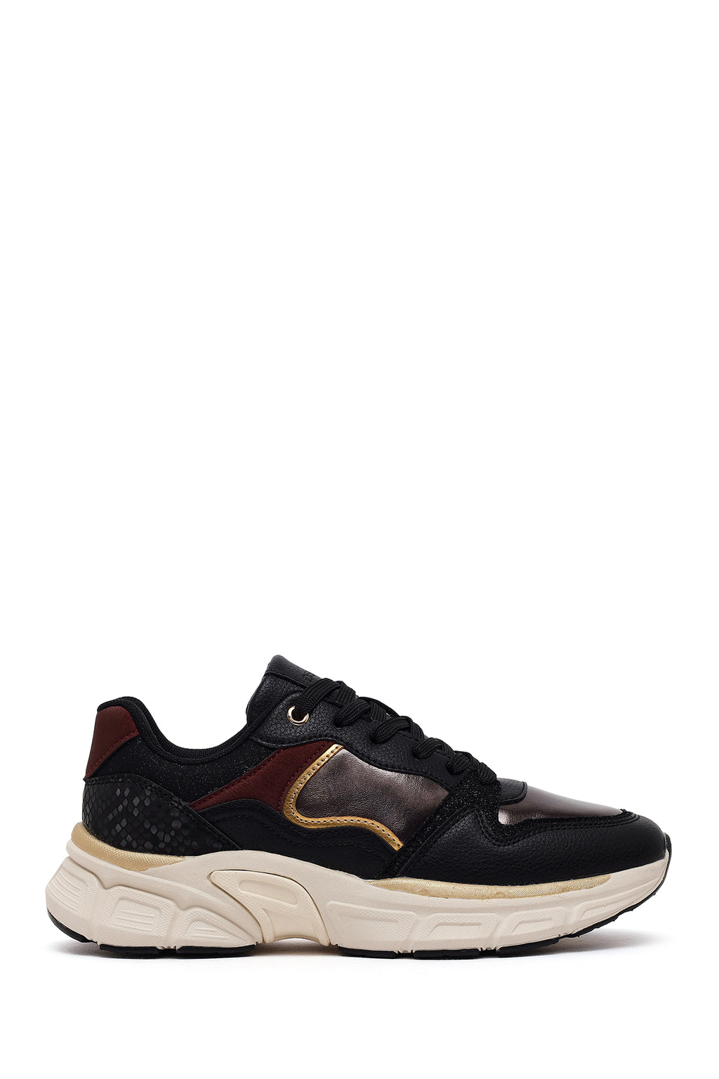 Kadın Siyah Bağcıklı Kalın Tabanlı Sneaker