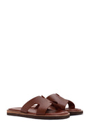 Women's Brown Leather Comfort Slippers | Derimod