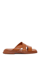 Women's Tan Leather Comfort Slippers | Derimod