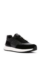 Men's Black Lace-up Thick-Sole Leather Casual Sneaker | Derimod