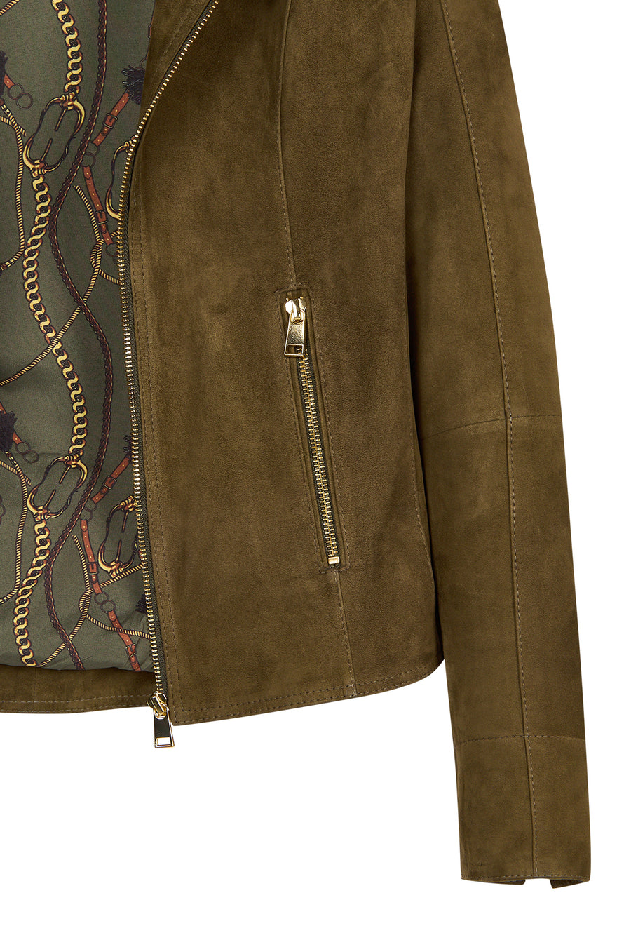 Lara Woman Green Short Suede Leather Jacket