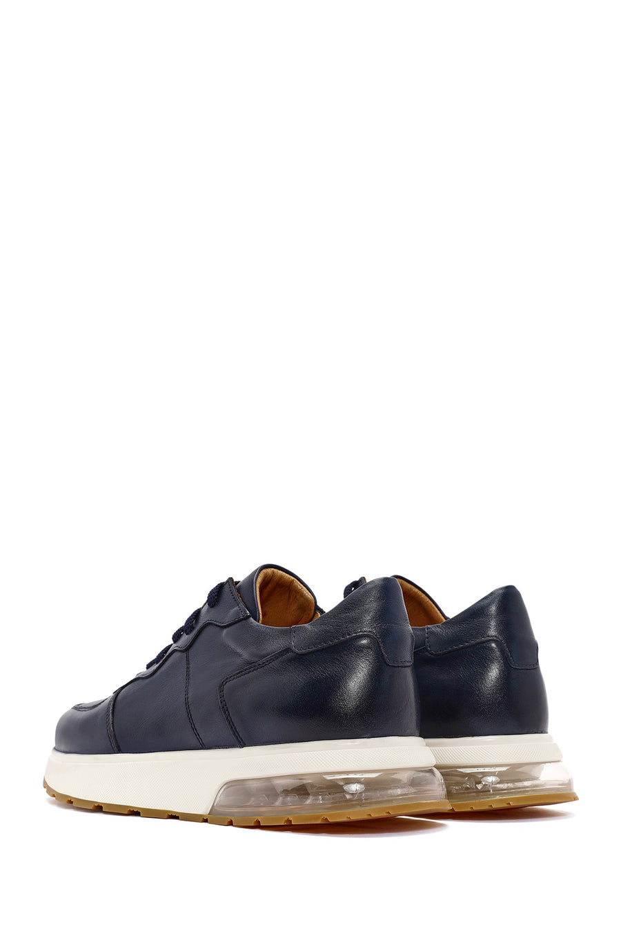 Men's Navy Blue Lace-Up Leather Sneaker