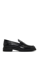 Kadın Siyah Rugan Deri Maskülen Loafer | Derimod