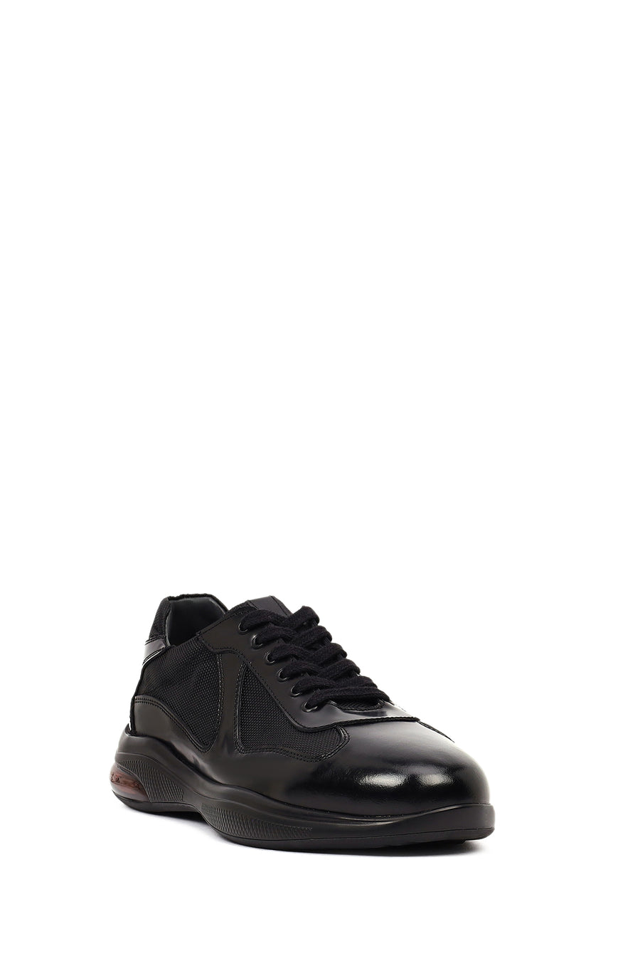 Erkek Siyah Bağcıklı Kalın Tabanlı Deri Casual Sneaker