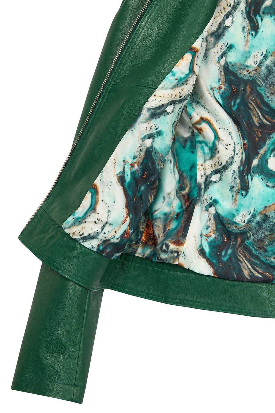 Sonia Woman Green Short Leather Jacket