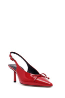 Women's Red Open Back Thin Heel Patent Leather Shoes | Derimod