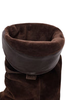 Woman Brown Chunky Heeled Suede Boots | Derimod