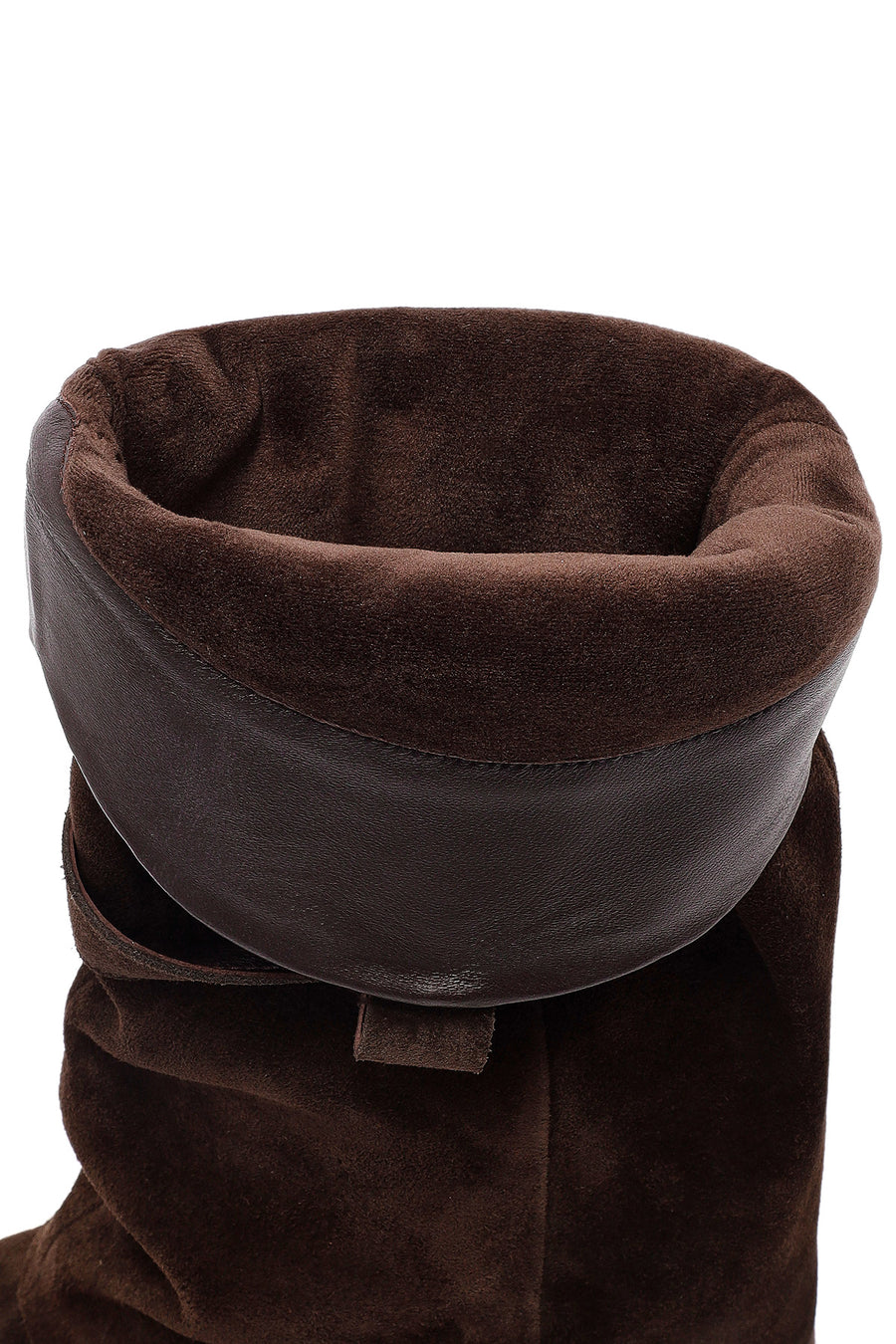 Woman Brown Chunky Heeled Suede Boots