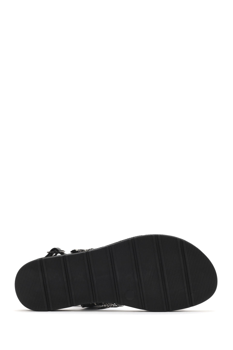 Women's Black Back Tie Stone Sandals