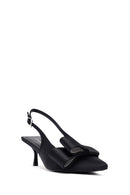 Women's Black Bow Back Open Thin Heeled Shoes | Derimod