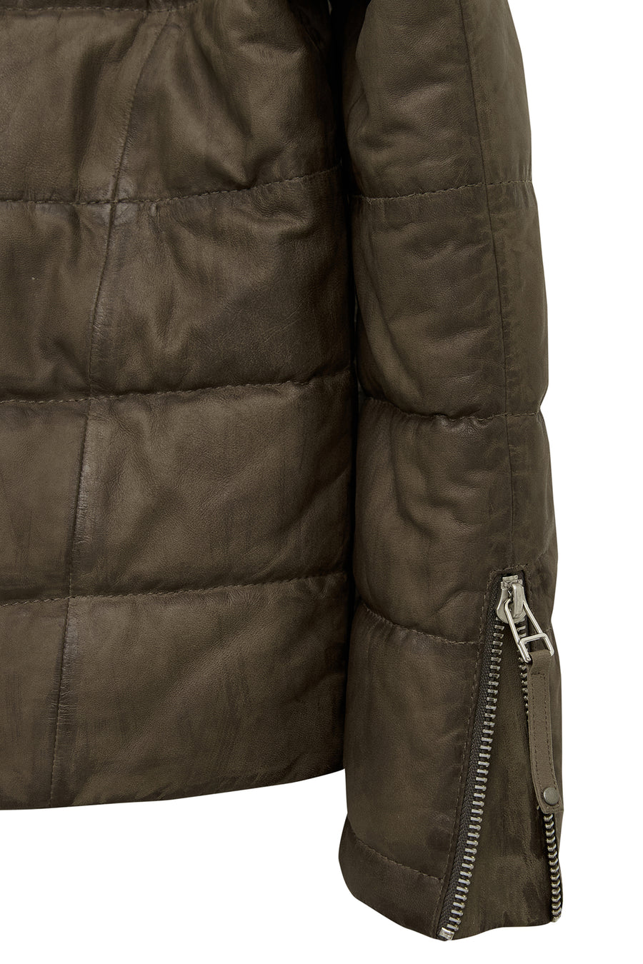 Wermer Men's Khaki Hooded Leather Jacket