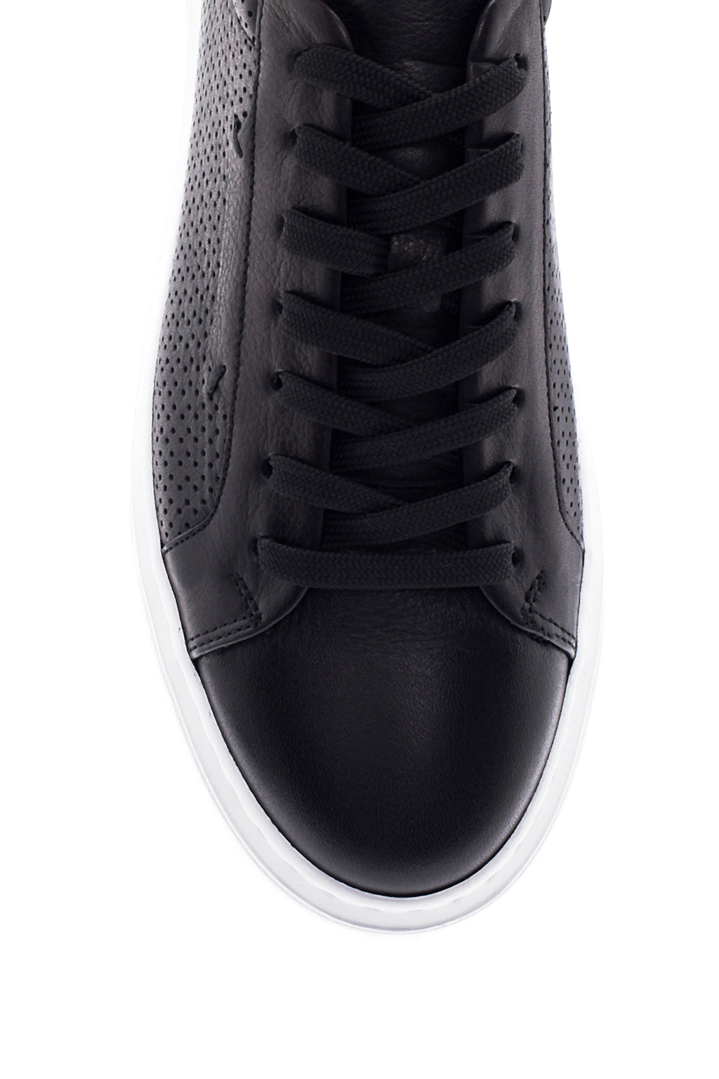 Erkek Siyah Bağcıklı Deri Sneaker